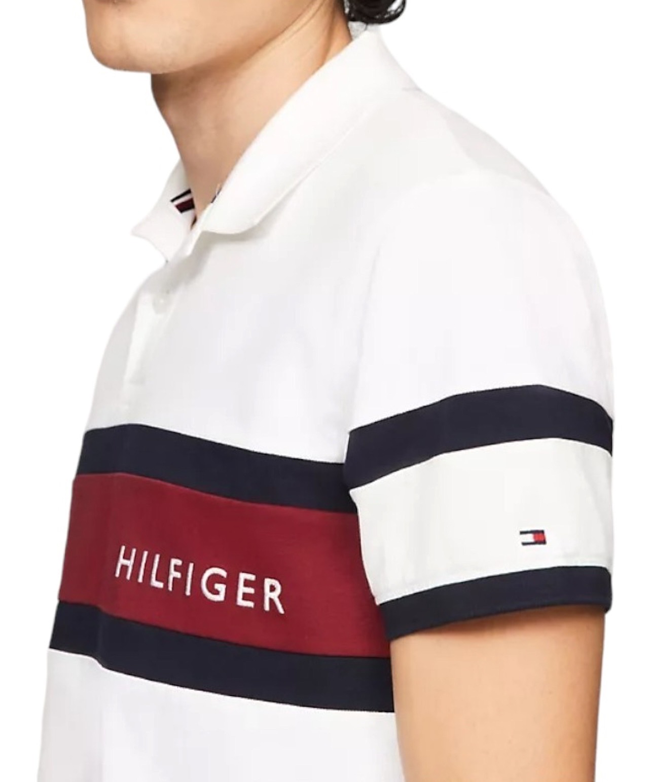 Áo Polo Tommy Hilfiger Regular Fit Colorblock Logo White 78J9767 100