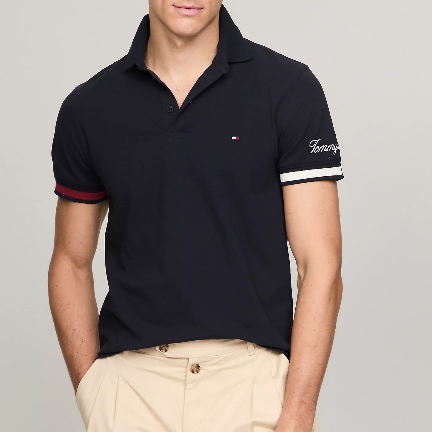 Áo Polo Tommy Hilfiger Slim Fit Flag Cuff Navy 78JA239 410