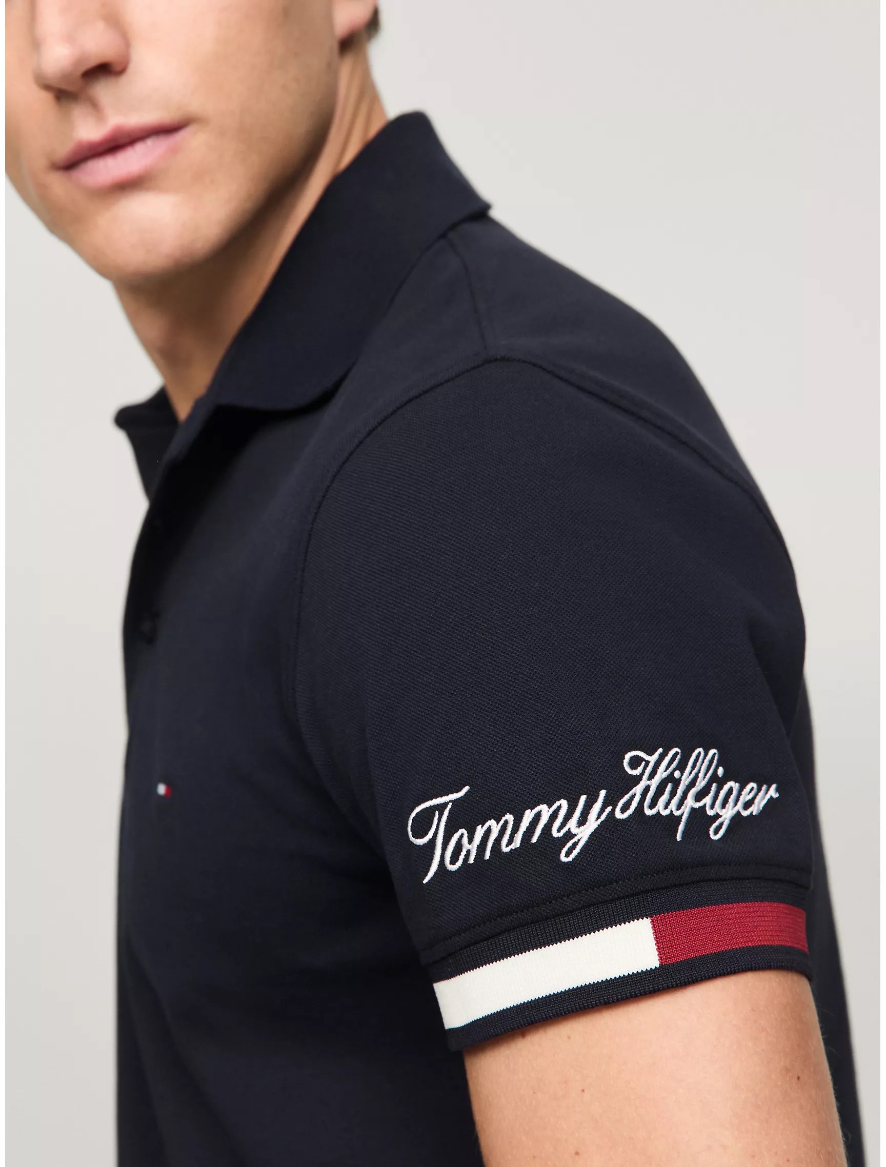 Áo Polo Tommy Hilfiger Slim Fit Flag Cuff Navy 78JA239 410