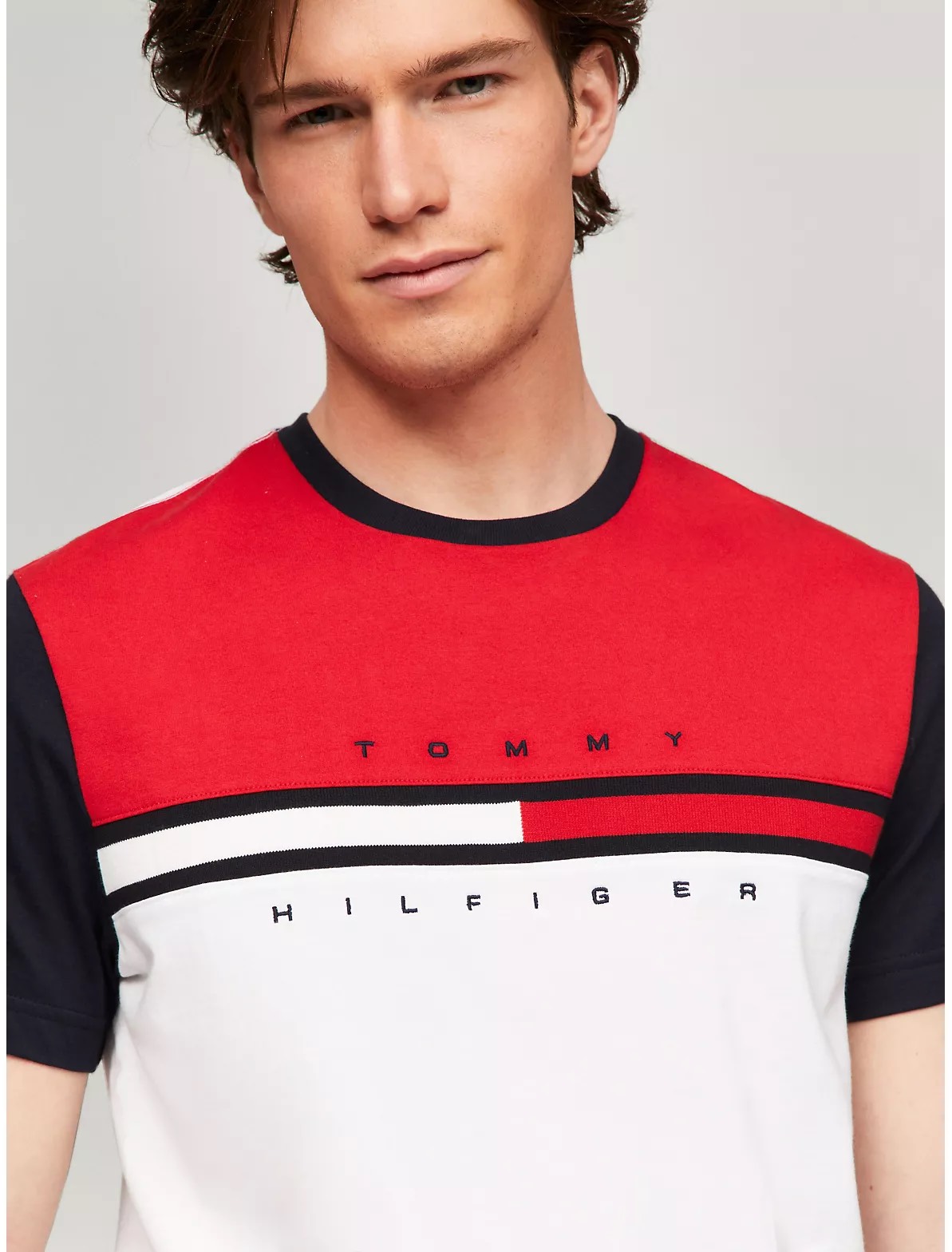 Áo Tommy Hilfiger Colorblock Flag Stripe Logo White Multi 78JB107 100