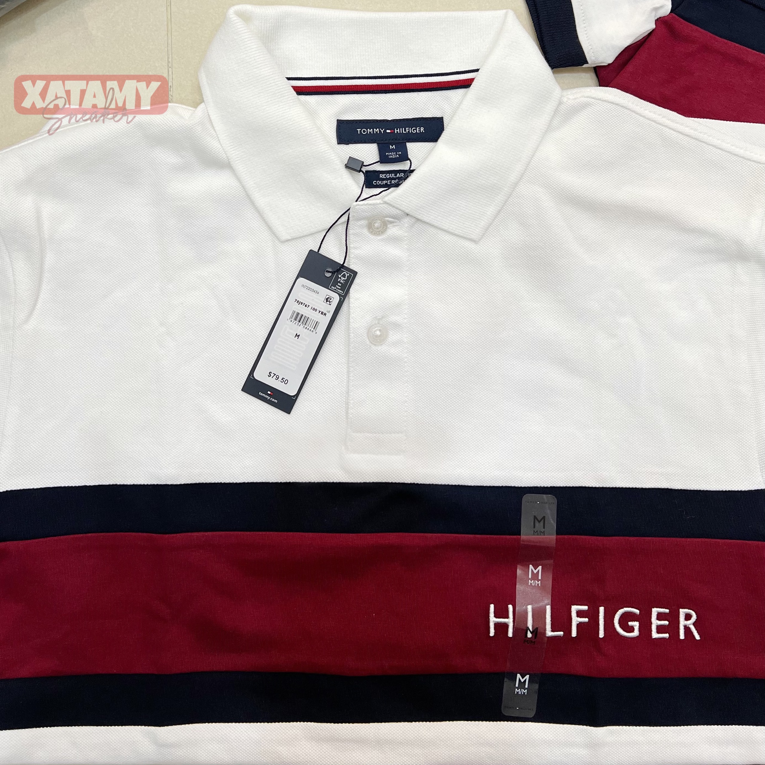 Áo Polo Tommy Hilfiger Regular Fit Colorblock Logo White 78J9767 100