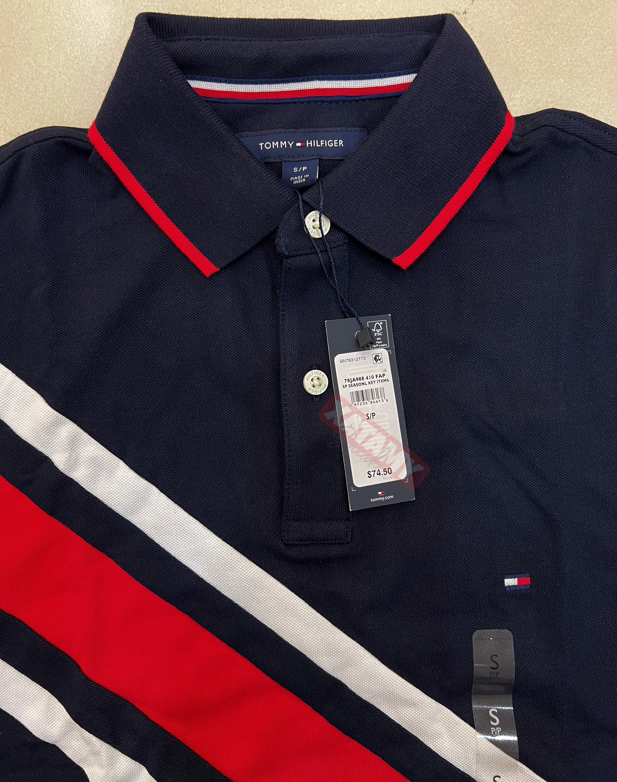 Áo Polo Tommy Hilfiger Regular Fit Banner Stripe Navy 78JA988 410