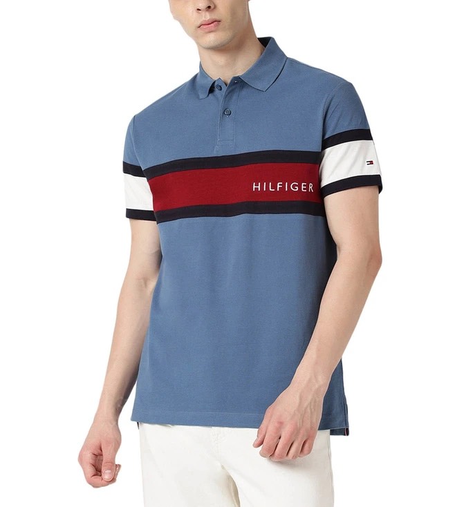 Áo Polo Tommy Hilfiger Regular Fit Colorblock Logo Blue 78J9767 421