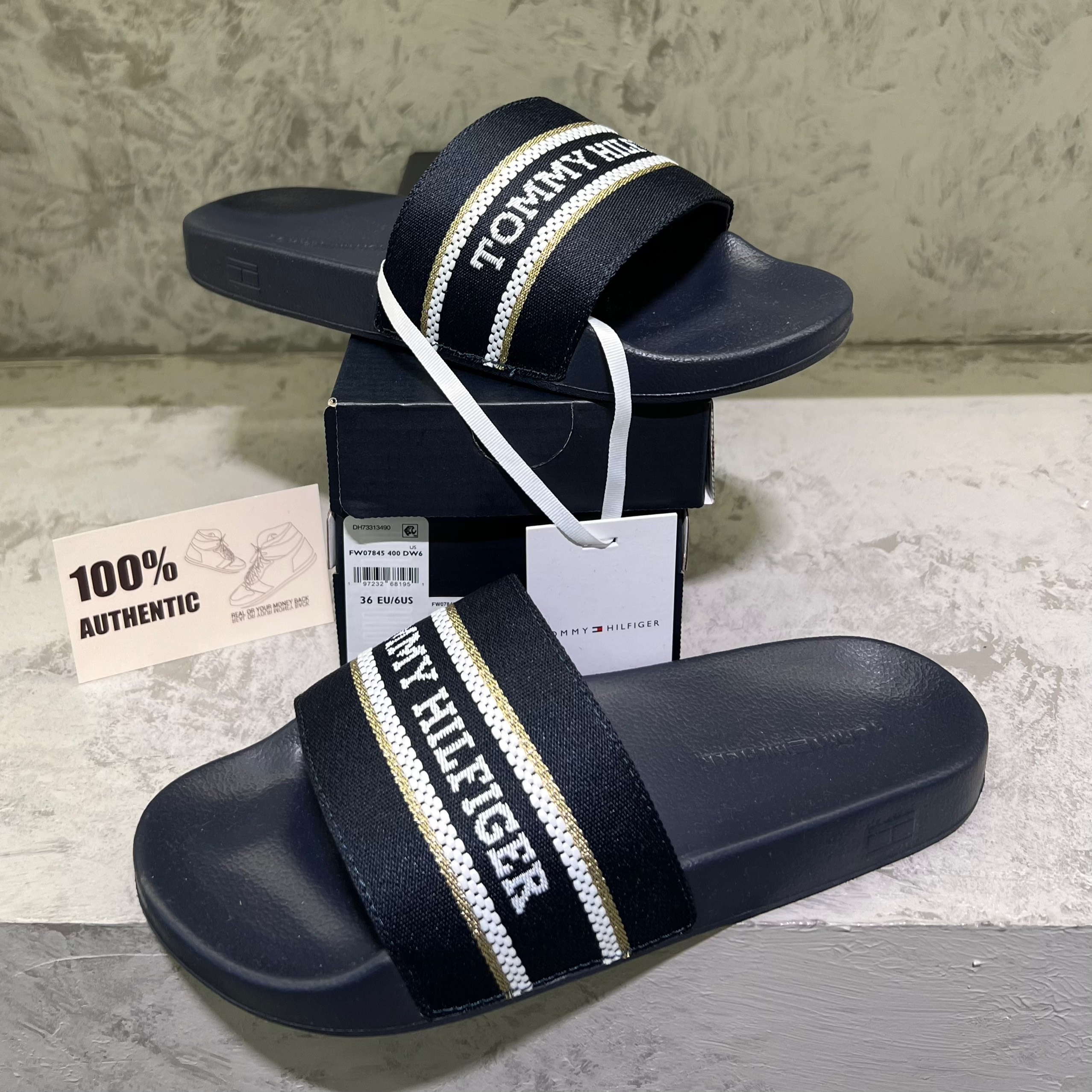 Dép Tommy Hilfiger Jacquard Pool Slide Space Blue FW07845 400