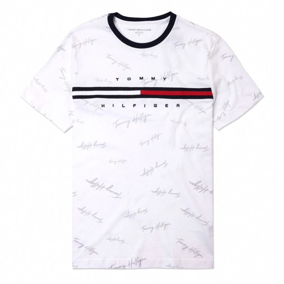 Áo Tommy Hilfiger Signature Flag Stripe Logo White 78JA523 110
