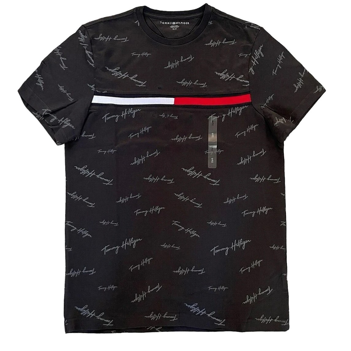 Áo Tommy Hilfiger Signature Flag Stripe Logo Black 78JA523 001