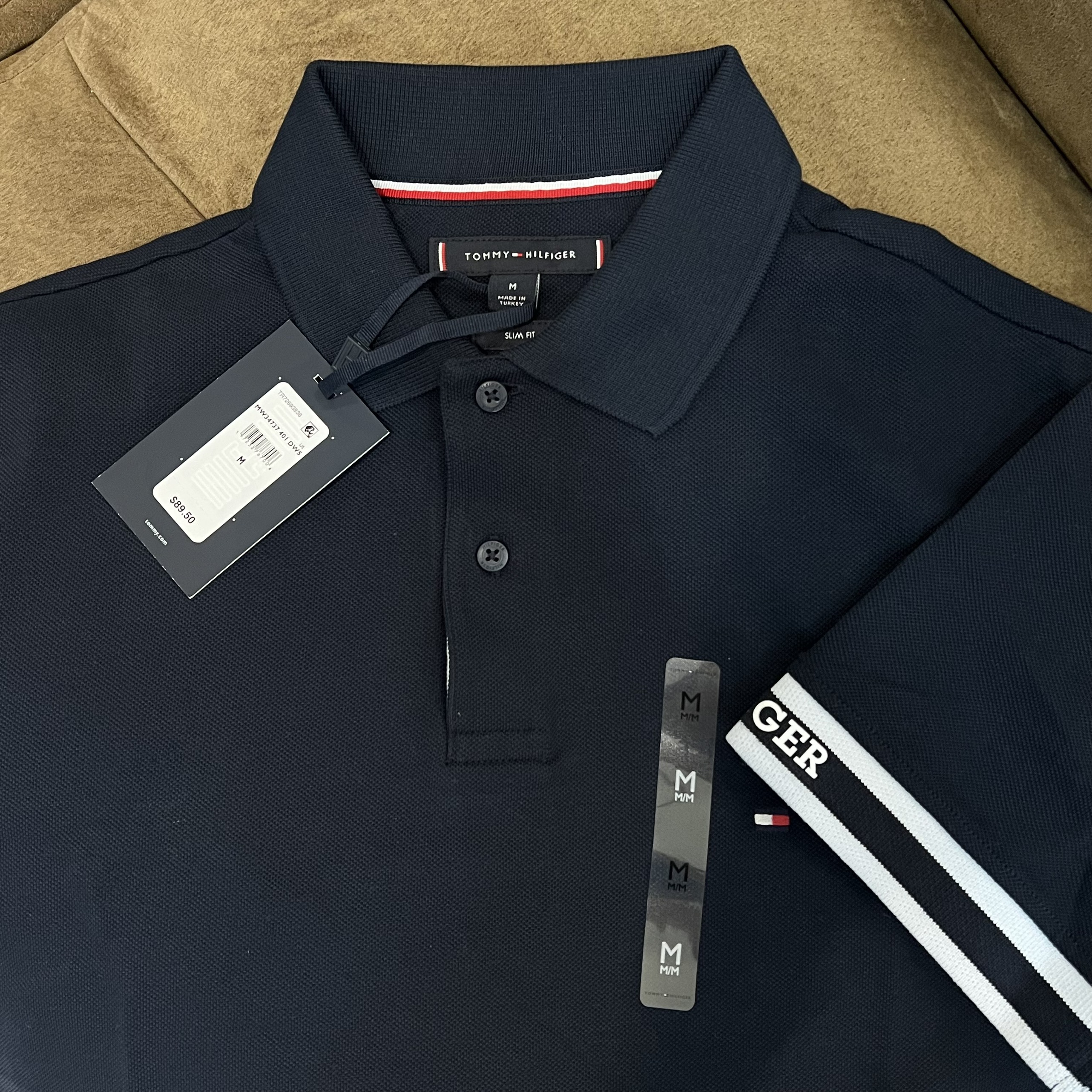 Áo Polo Tommy Hilfiger Slim Fit Monotype Cuff Navy MW34737 401