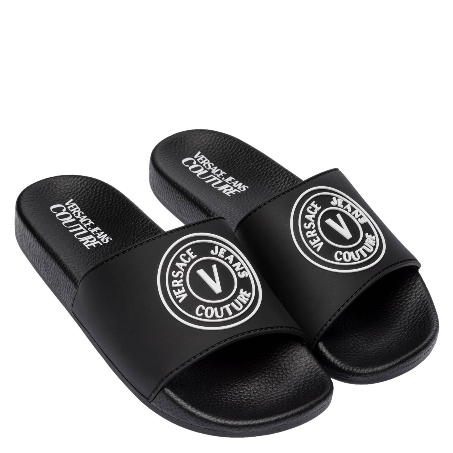 Dép Versace Jeans Couture Gummy V-Emblem Black 72VA3SQ5 ZS192 899