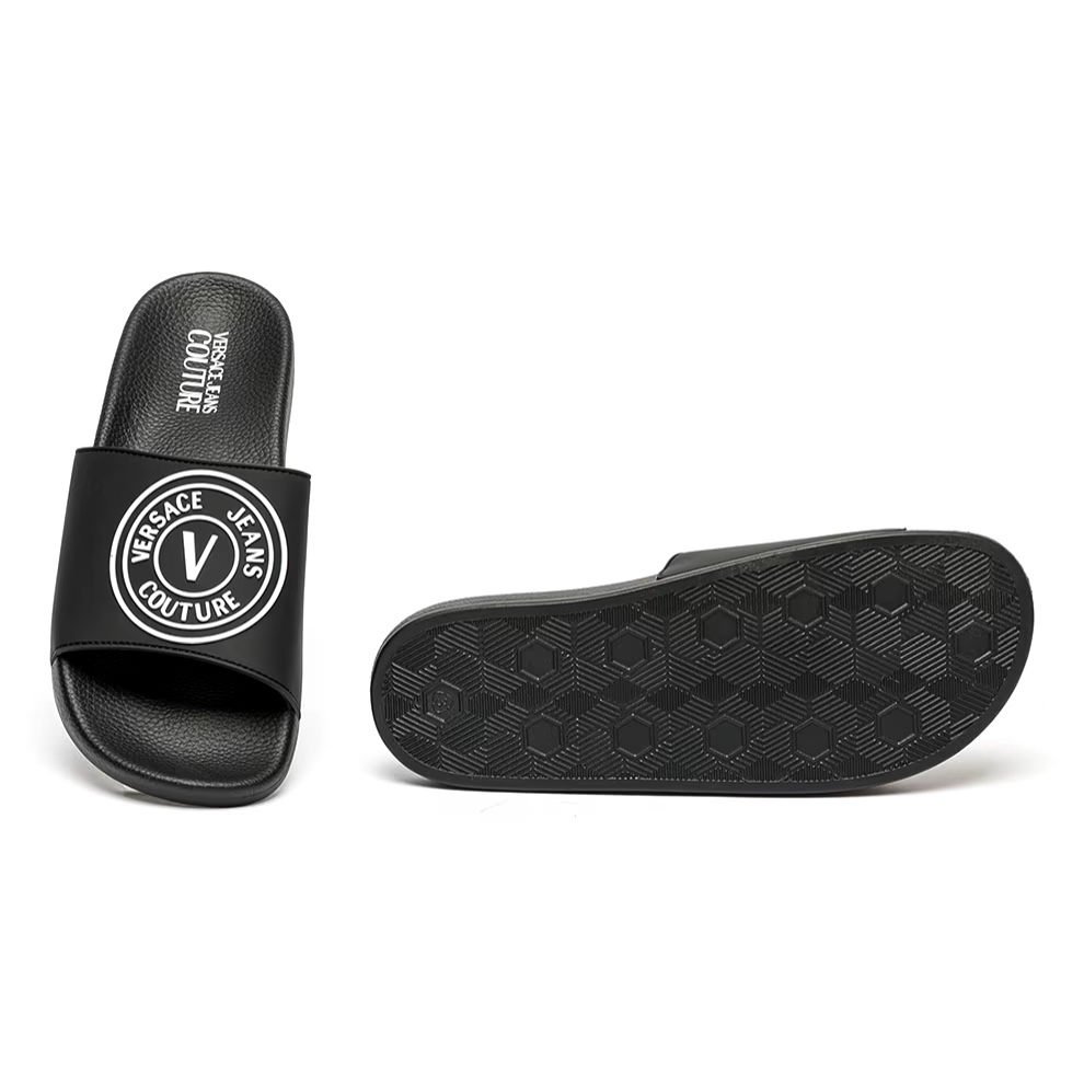 Dép Versace Jeans Couture Gummy V-Emblem Black 72VA3SQ5 ZS192 899
