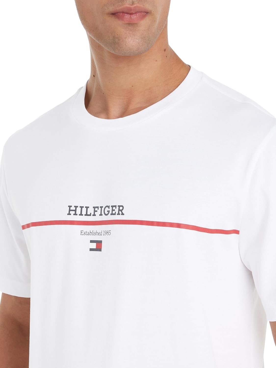 Áo Tommy Hilfiger Stripe Graphic Established 1985 White MW35464 100