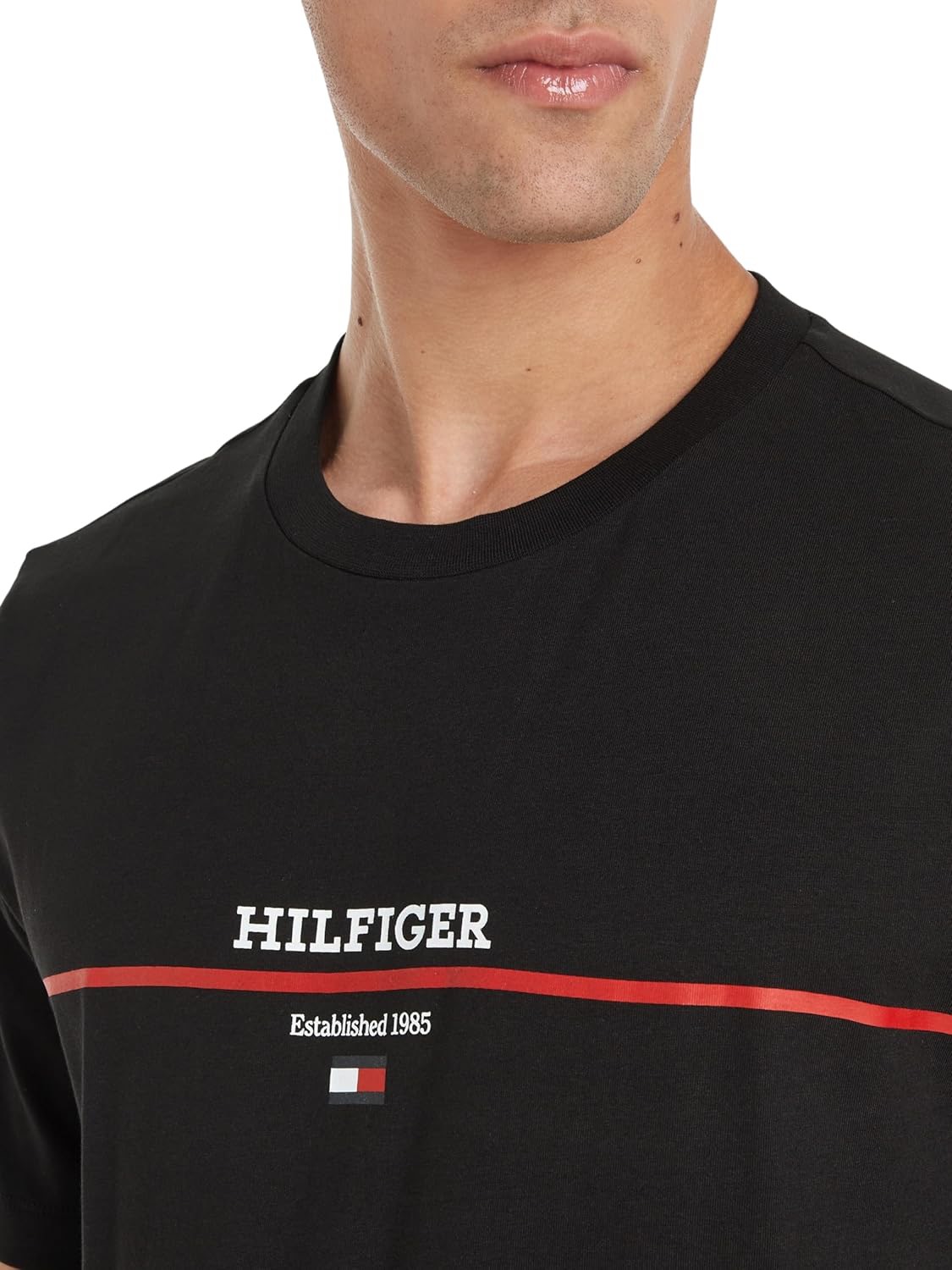 Áo Tommy Hilfiger Stripe Graphic Established 1985 Black MW35464 001