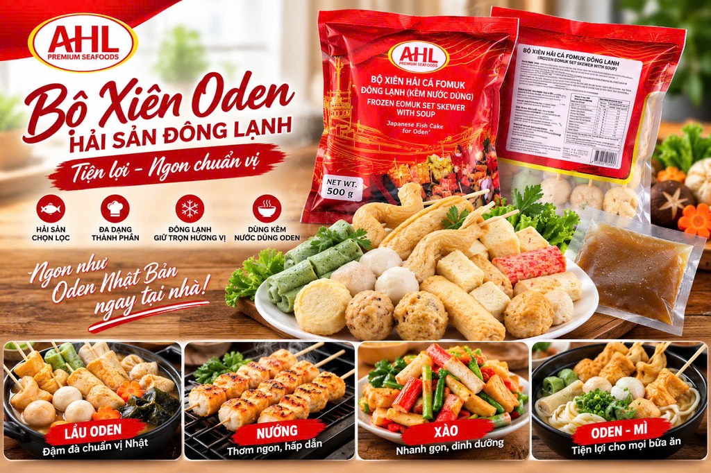 AHL - Bộ Xiên Chả Cá Hải Sản kèm nước dùng túi 500g