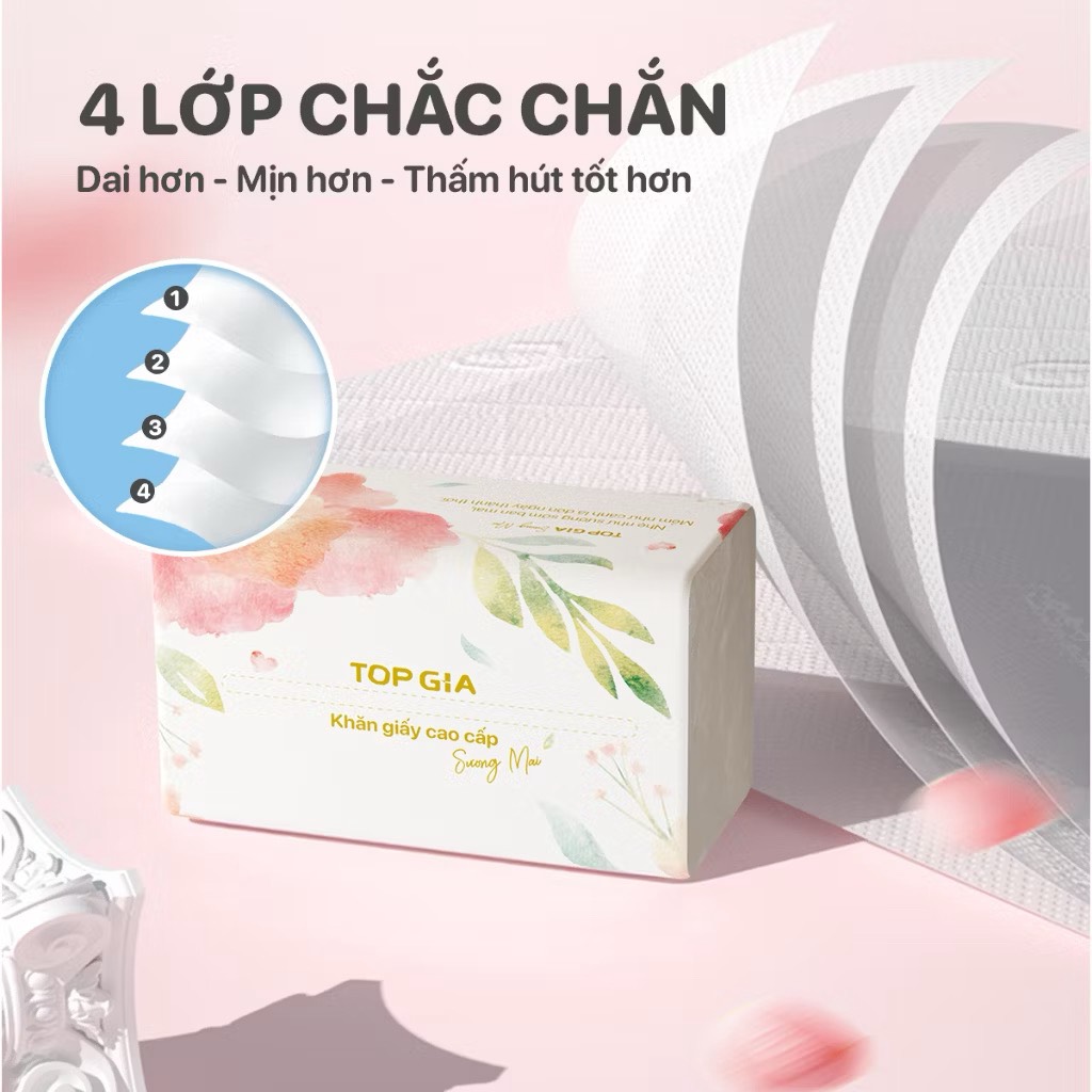Thùng 10 gói Giấy rút sương mai gói 460 tờ Topgia