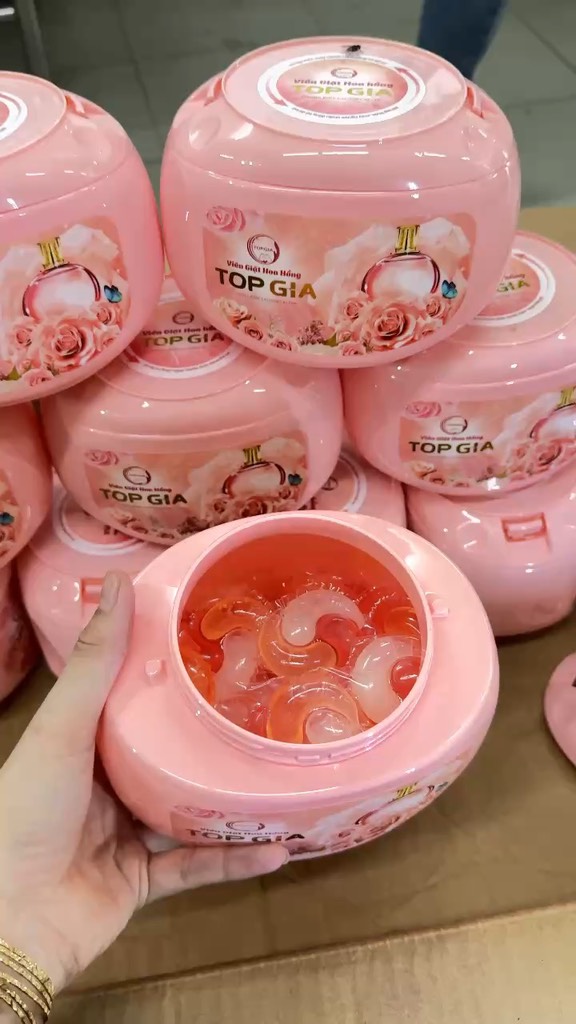 Hương hoa hồng. Viên giặt xả TopGia hộp 40 viên 400g