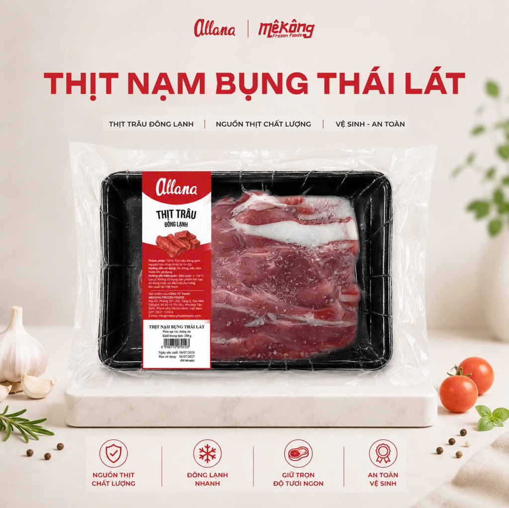 Allana Thịt Nạm Bụng Trâu thái lát khay 250g