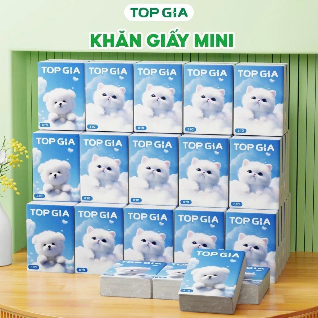 Combo 10 gói khăn giấy bỏ túi mini TopGia 4 lớp 80 lần rút