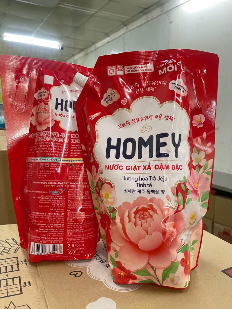 Nước giặt xả Homey Hương Hoa Trà Jeju đậm đặc túi 2,9kg