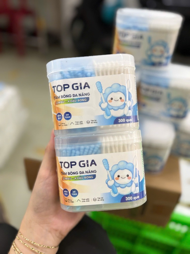 Hộp bông ngoáy tai Topgia 300 que