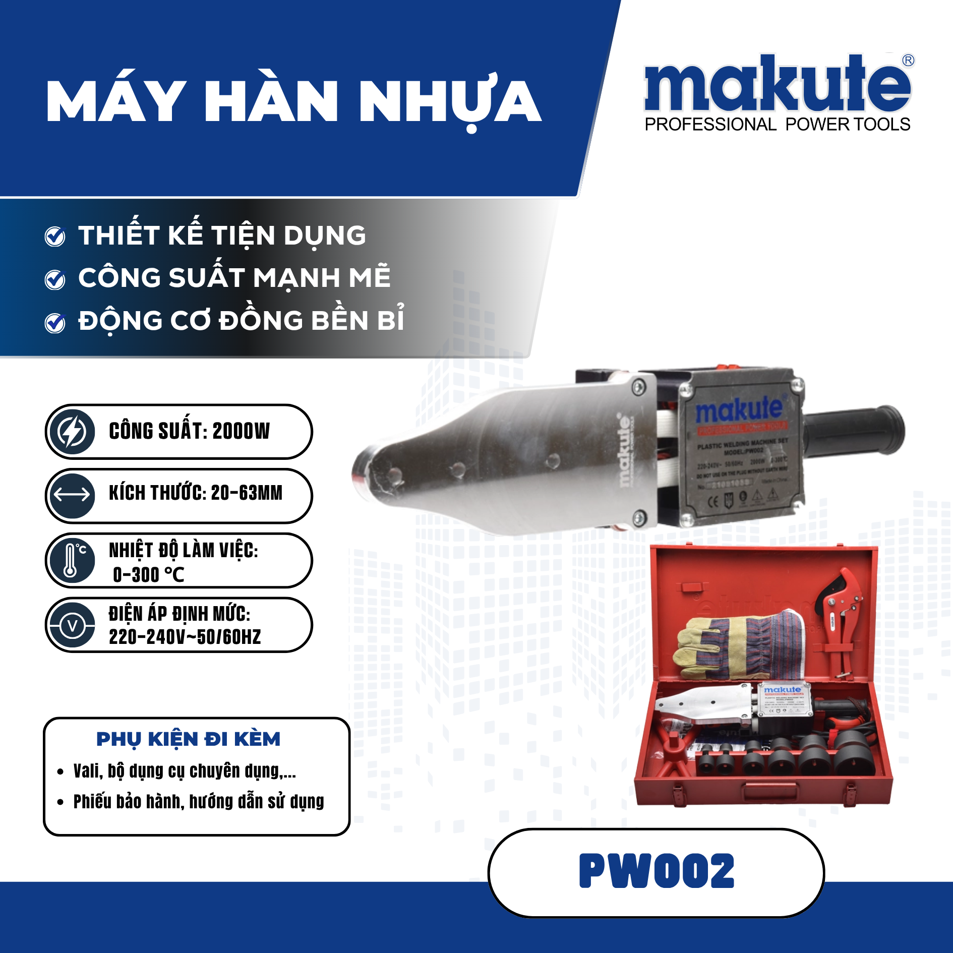 Máy hàn nhựa Makute PW002