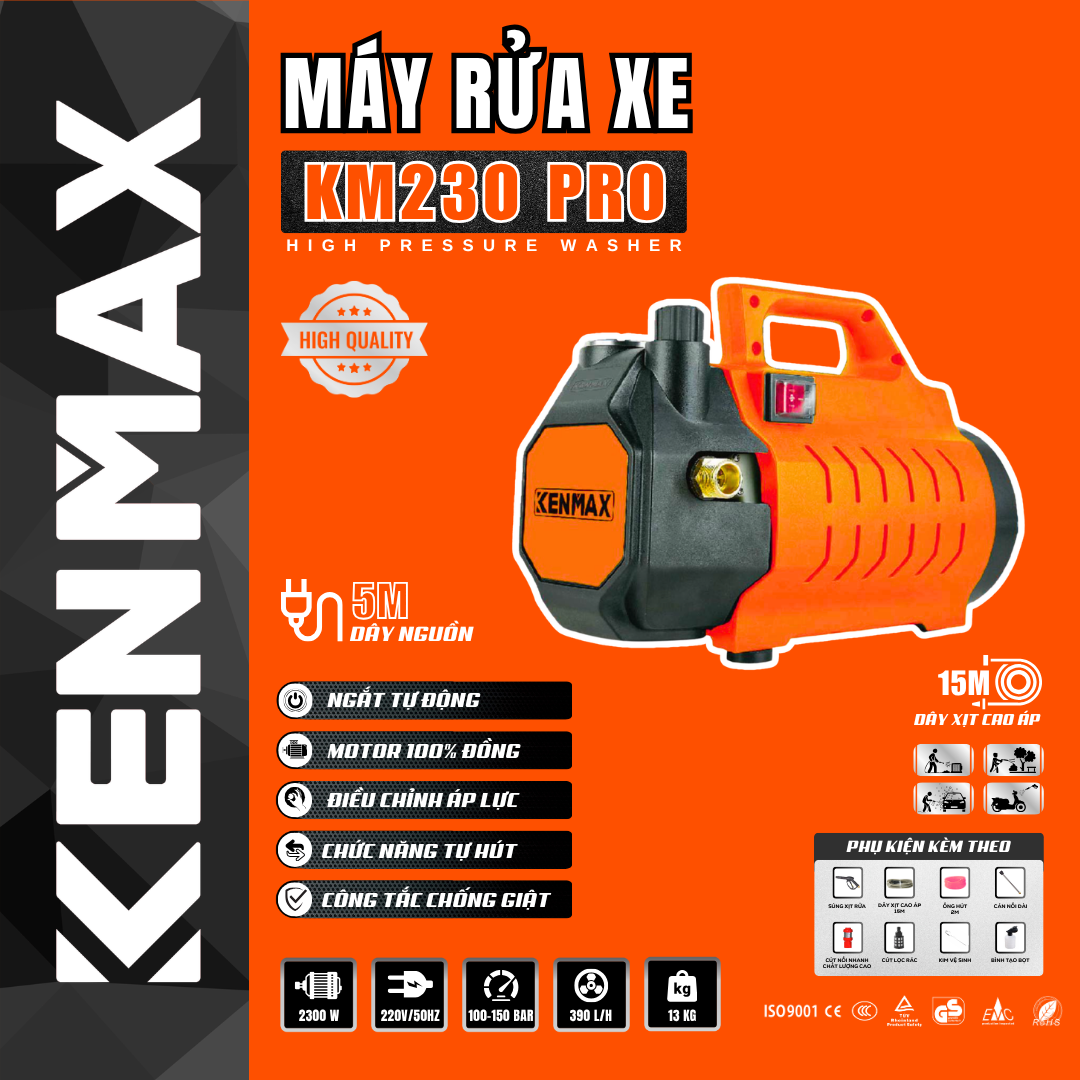 MÁY RỬA XE CAO ÁP KENMAX KM230 PRO