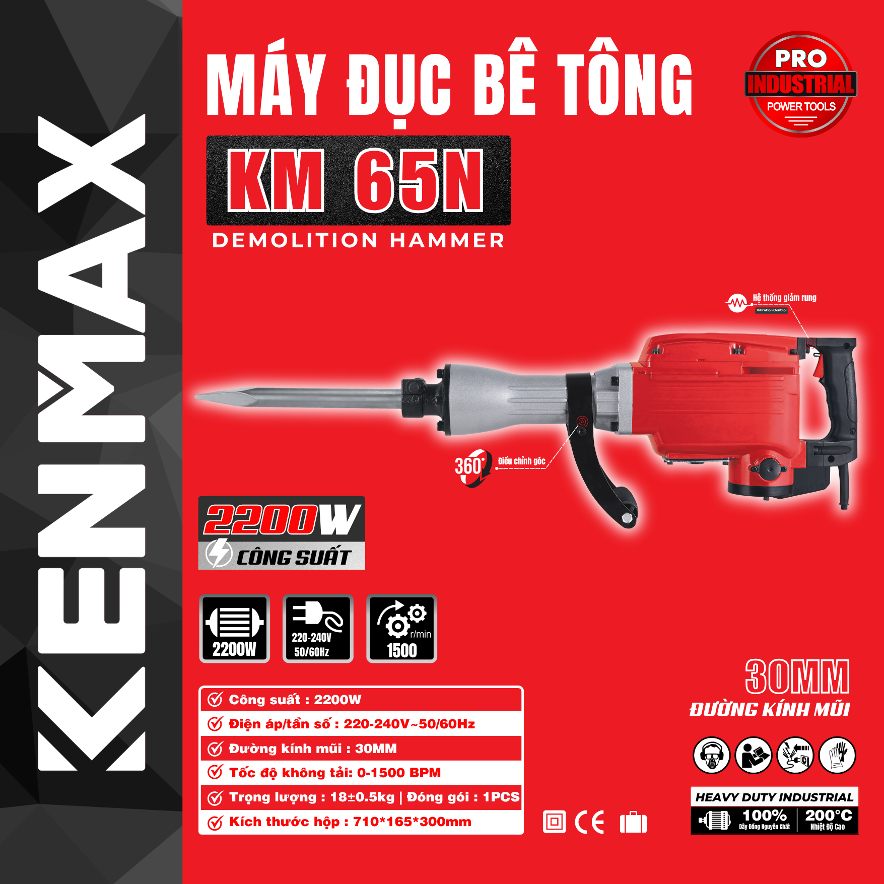 MÁY ĐỤC BÊ TÔNG KENMAX KM 65N