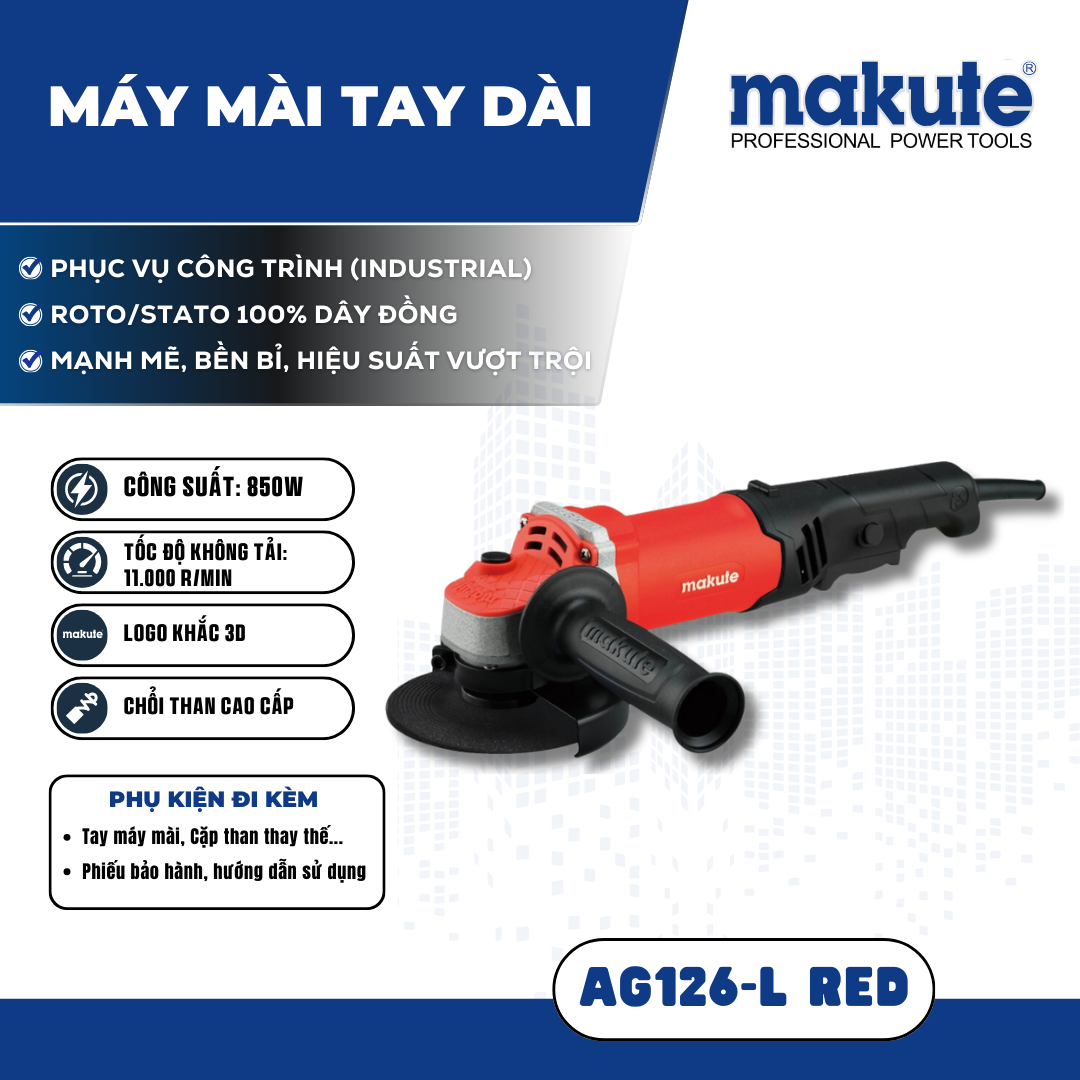 Máy mài tay dài AG126-L RED