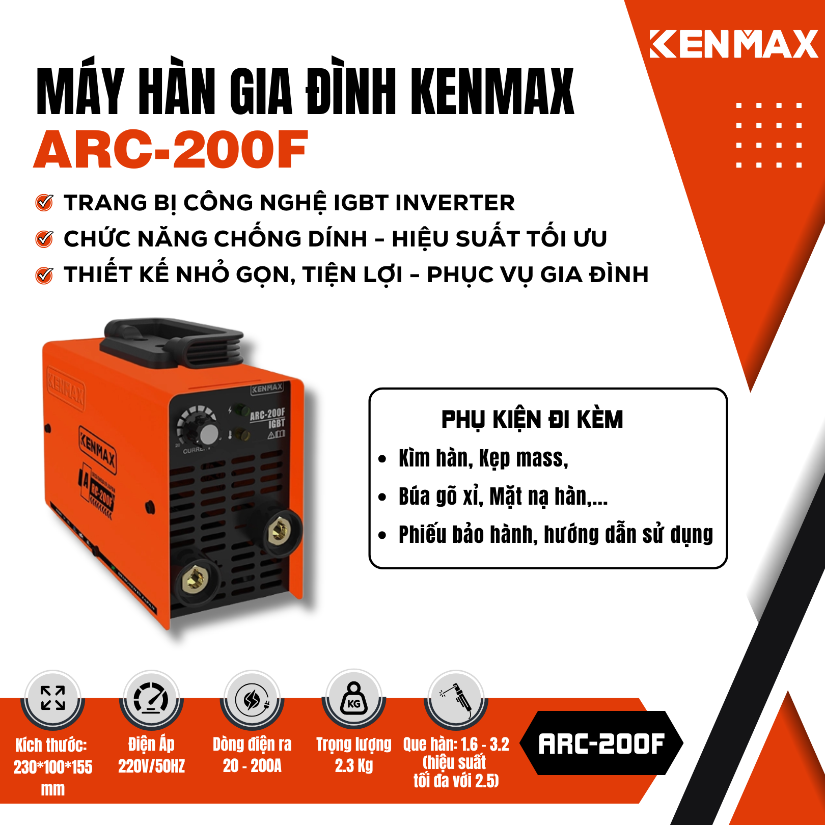 Máy hàn GIA ĐÌNH KENMAX | ARC-200F