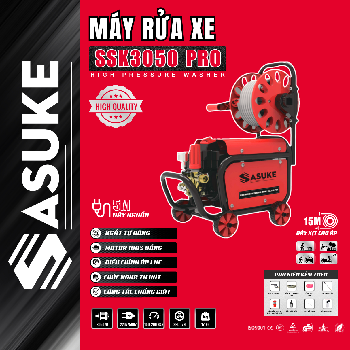 MÁY RỬA XE CAO ÁP SASUKE SSK3050 PRO