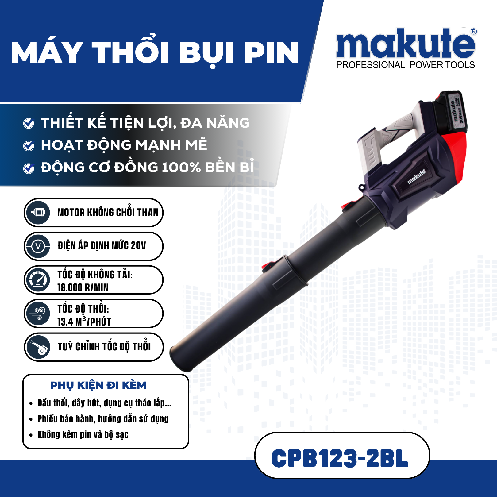Máy Thổi Bụi Pin Makute CPB123-2BL