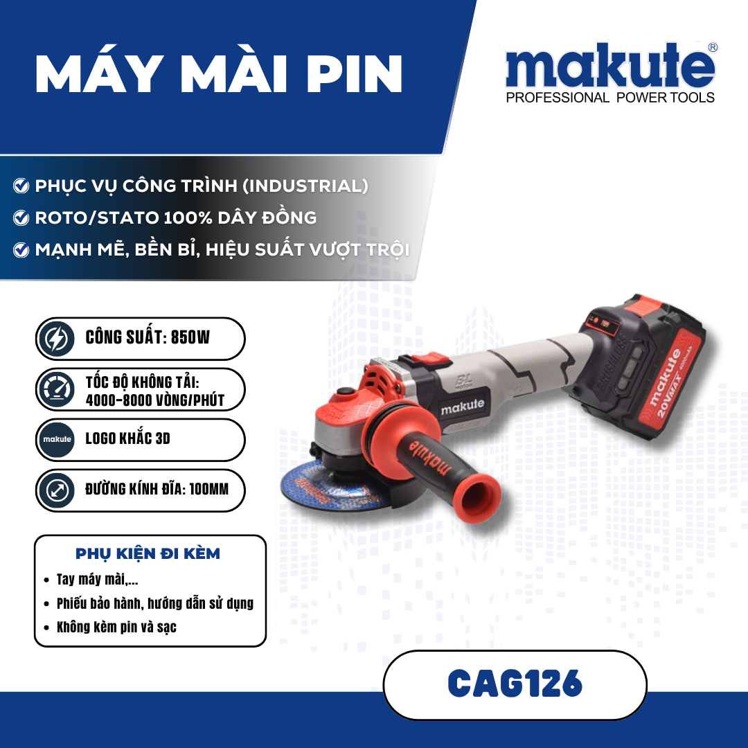Máy mài pin CAG126 không chổi than (không kèm Pin sạc)