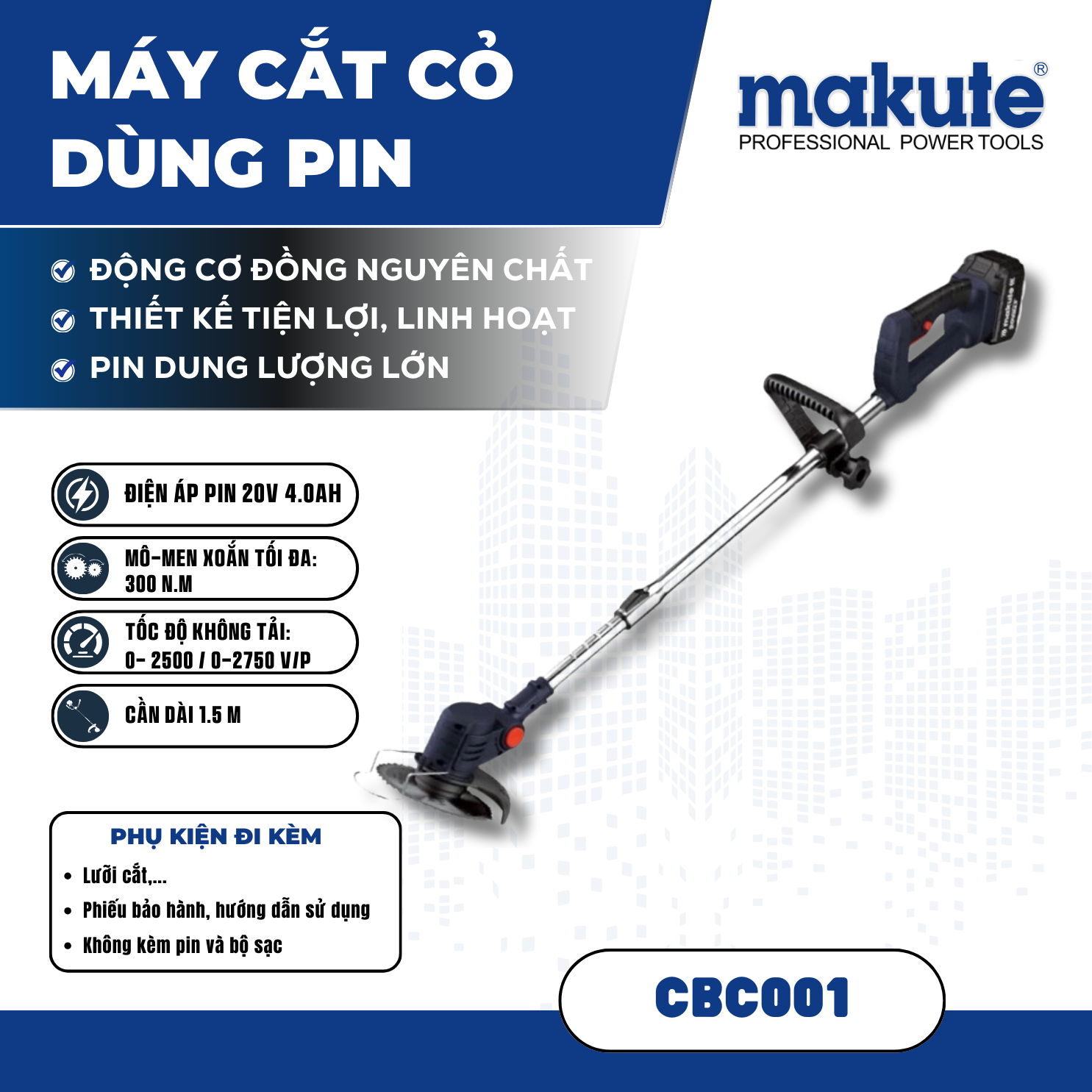 Máy cắt cỏ dùng pin CBC001