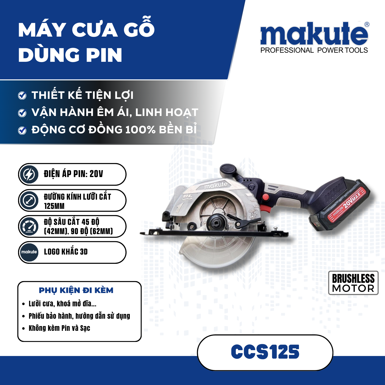 Máy cưa gỗ dùng Pin CCS125