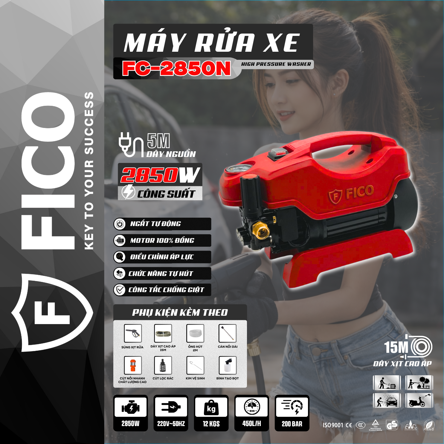 MÁY RỬA XE CAO ÁP FICO FC-2850N