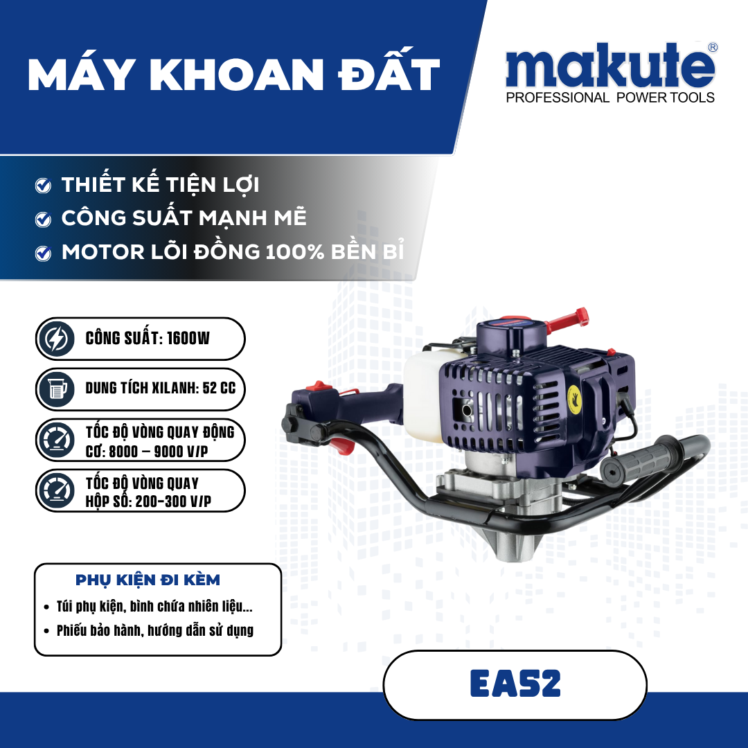 Máy Khoan đất EA52 + MŨI  ĐÔI 150MM