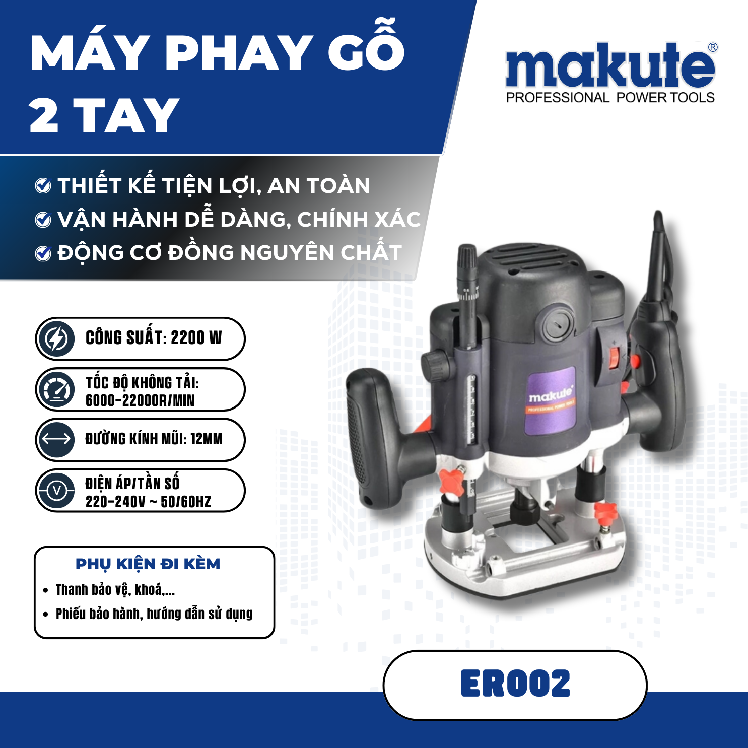 Máy phay gỗ (2 tay) ER002