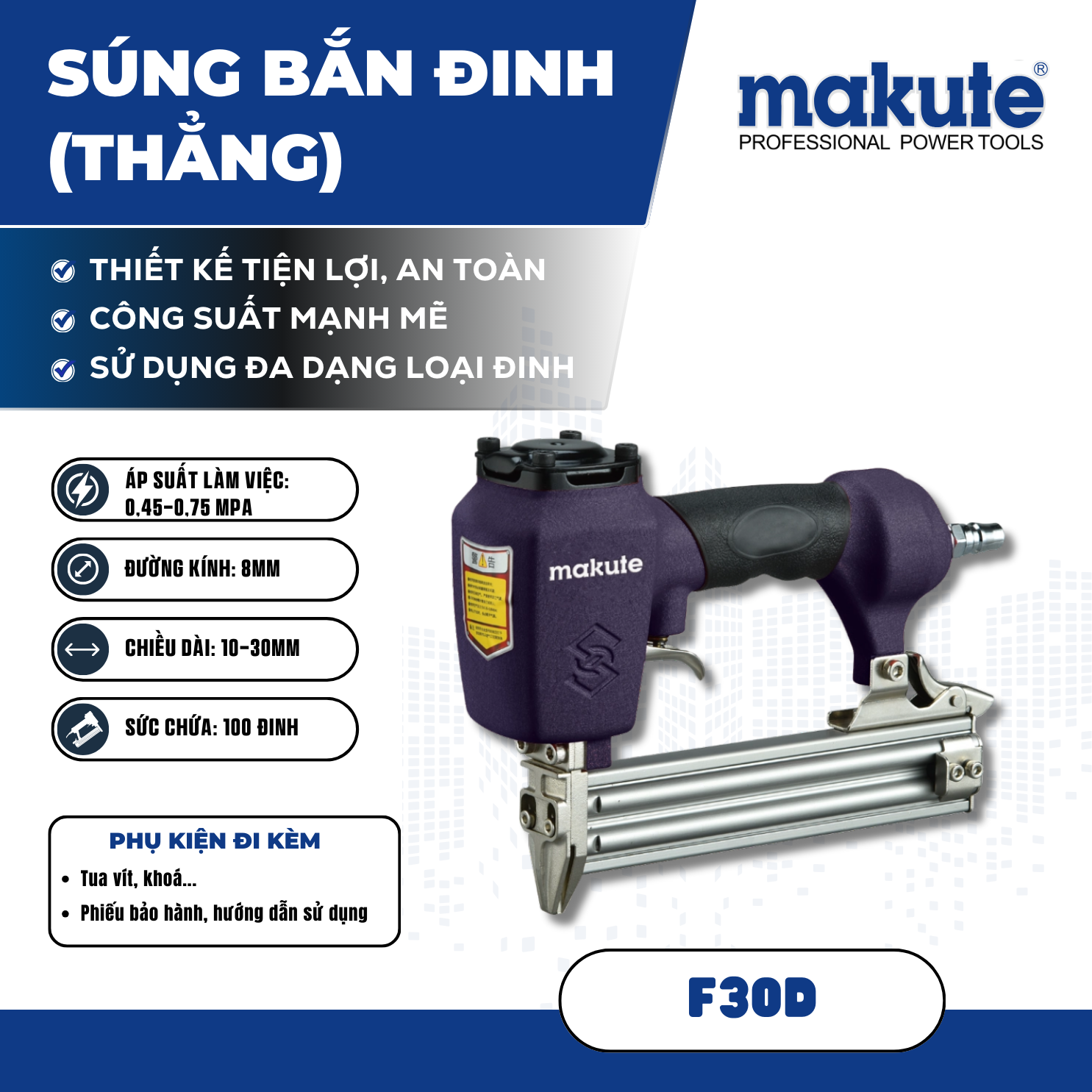Súng bắn đinh thẳng F30D