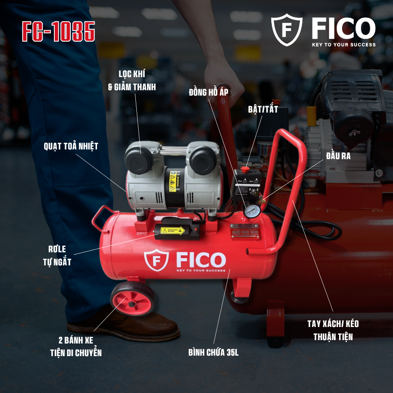 Máy nén khí không dầu 35L FC-1035