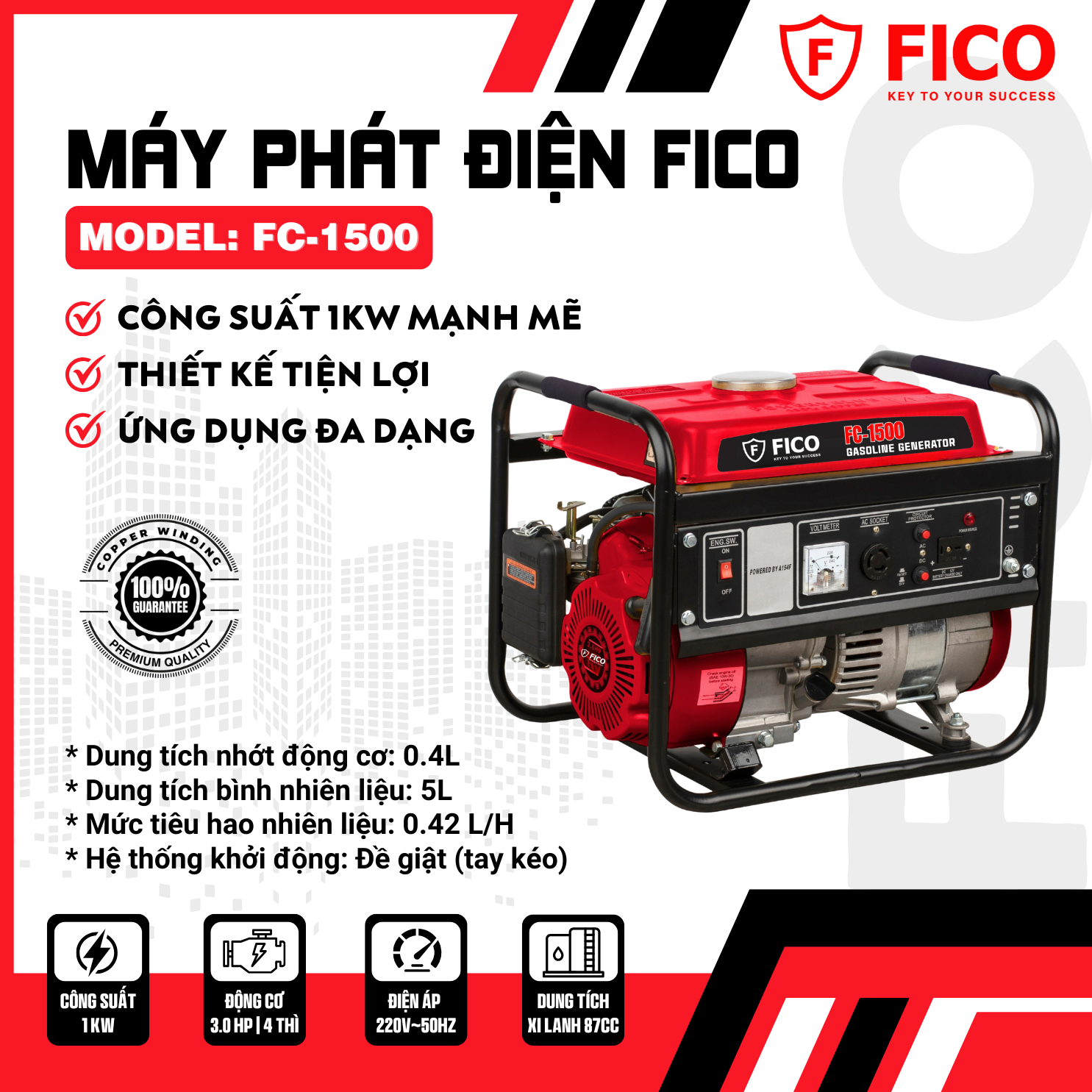 MÁY PHÁT ĐIỆN FICO | FC-1500