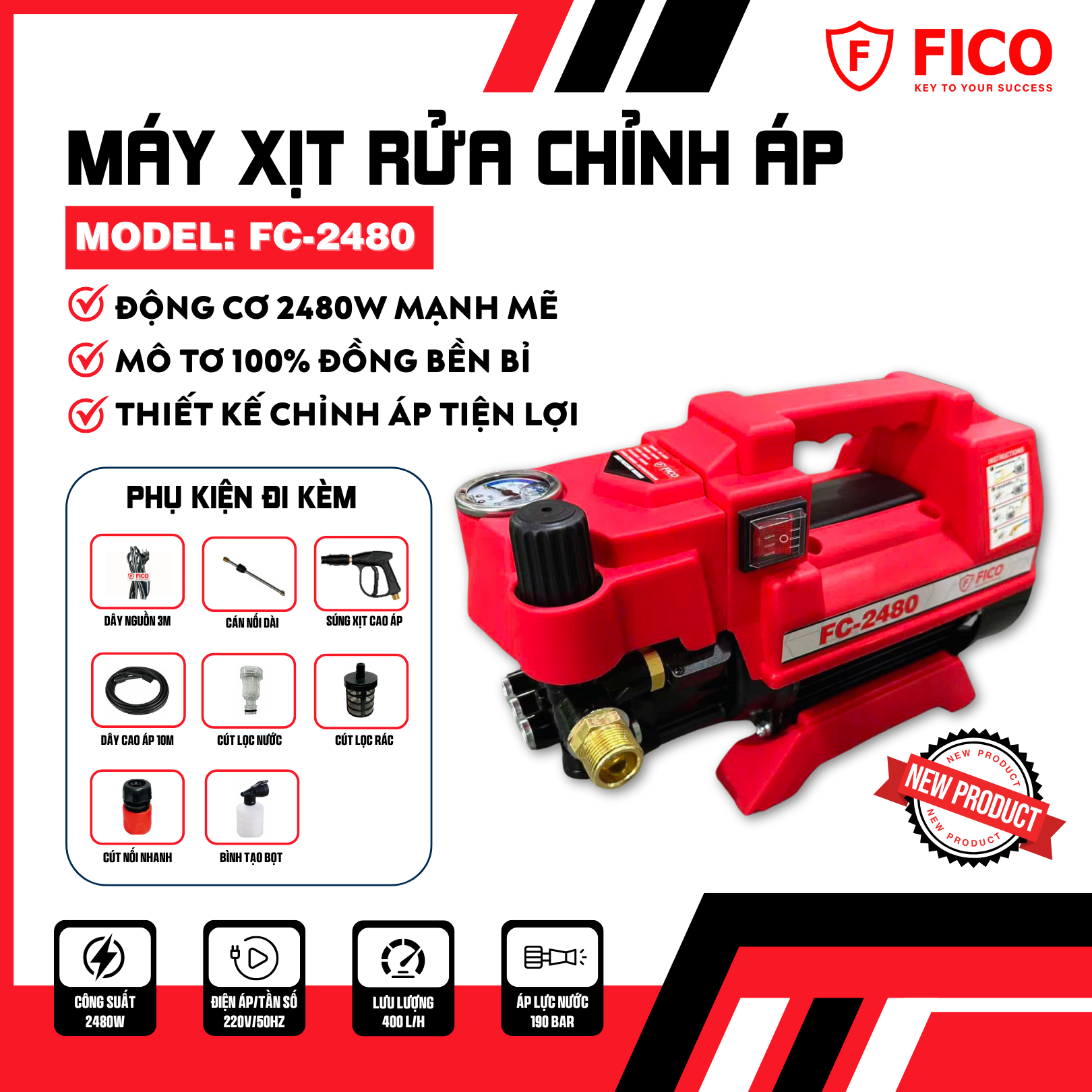 MÁY XỊT RỬA XE CAO CẤP FICO | FC-2480