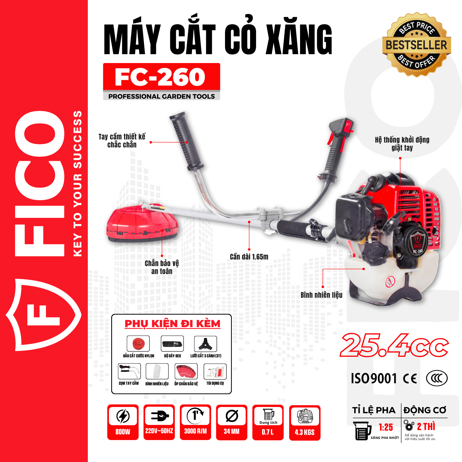MÁY CẮT CỎ XĂNG FICO FC-260