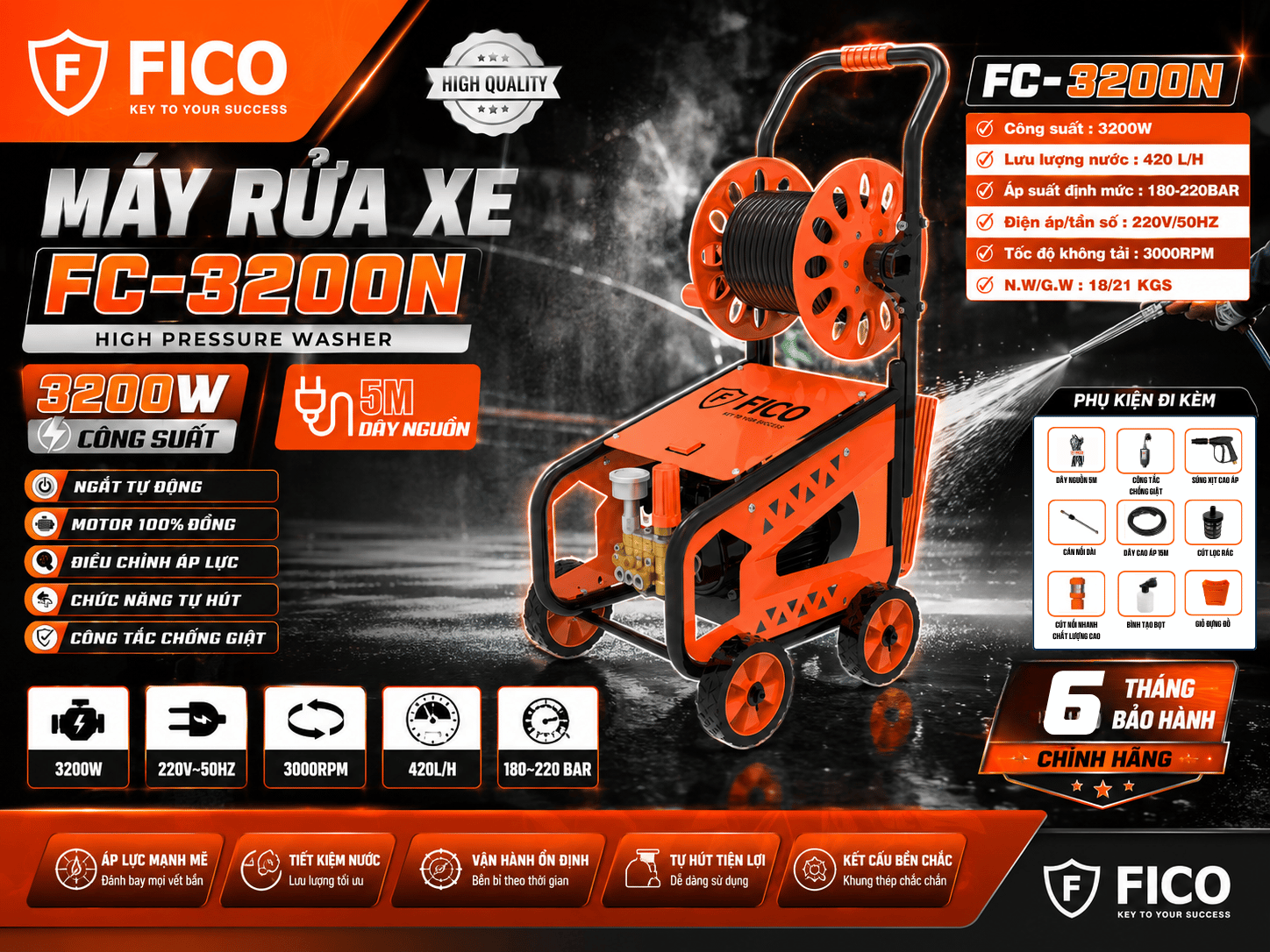 Máy rửa xe cao cấp FICO FC-3200N