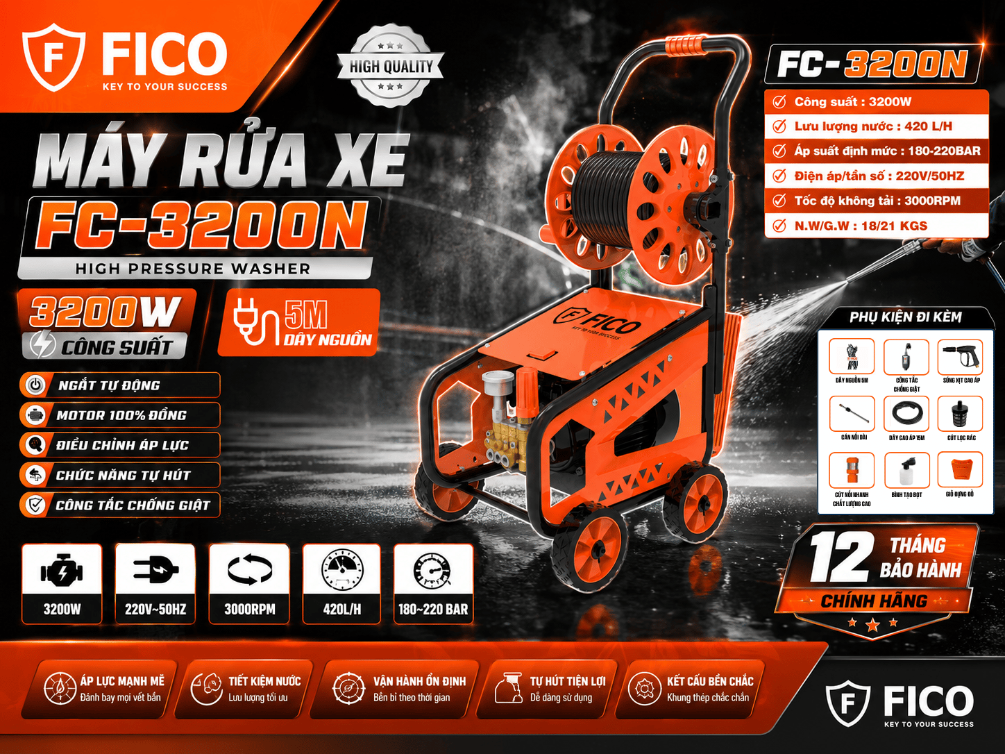 Máy rửa xe cao cấp FICO FC-3200N