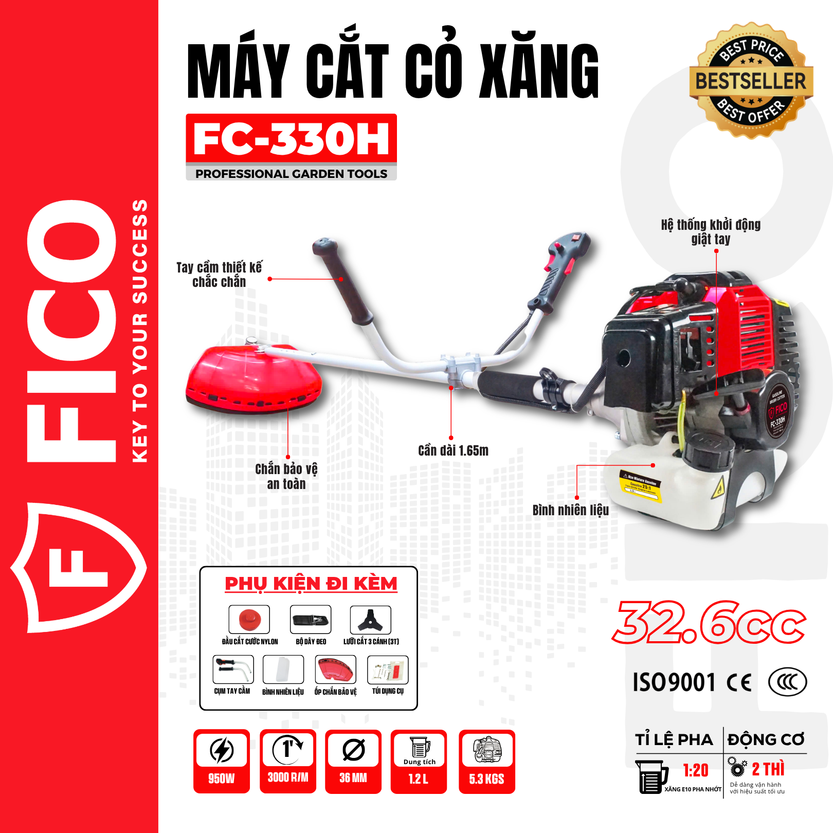 MÁY CẮT CỎ XĂNG FICO FC-330H