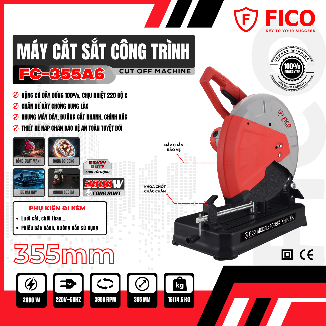 MÁY CẮT SẮT CÔNG TRÌNH FICO FC-355A6