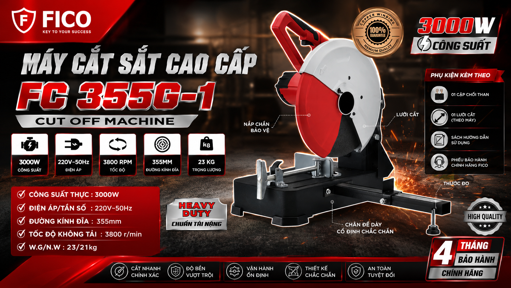 MÁY CẮT SẮT CAO CẤP FICO FC 355G-1