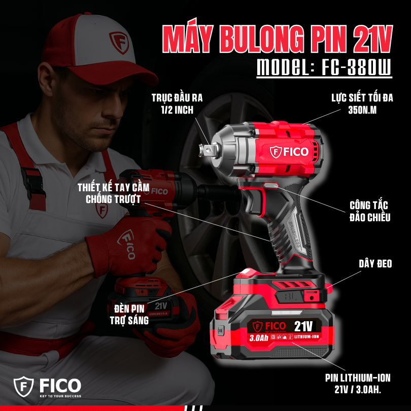 MÁY BULONG PIN 21V FICO | FC-380W
