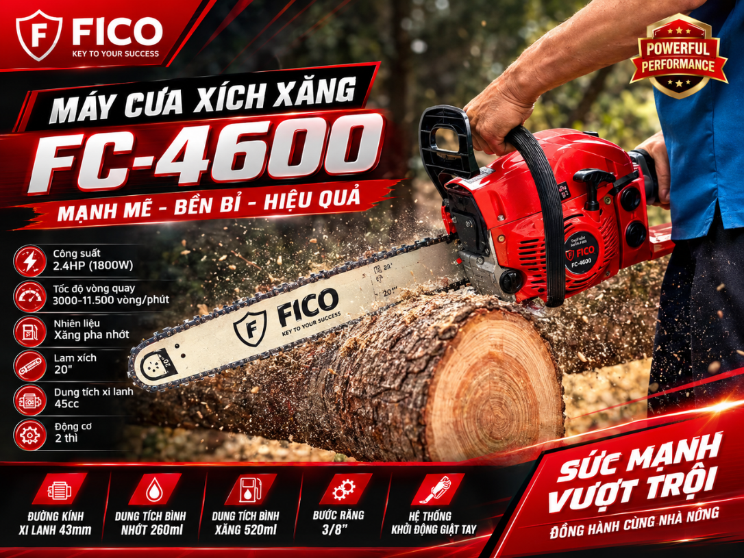 Máy cưa xích xăng FICO FC-4600