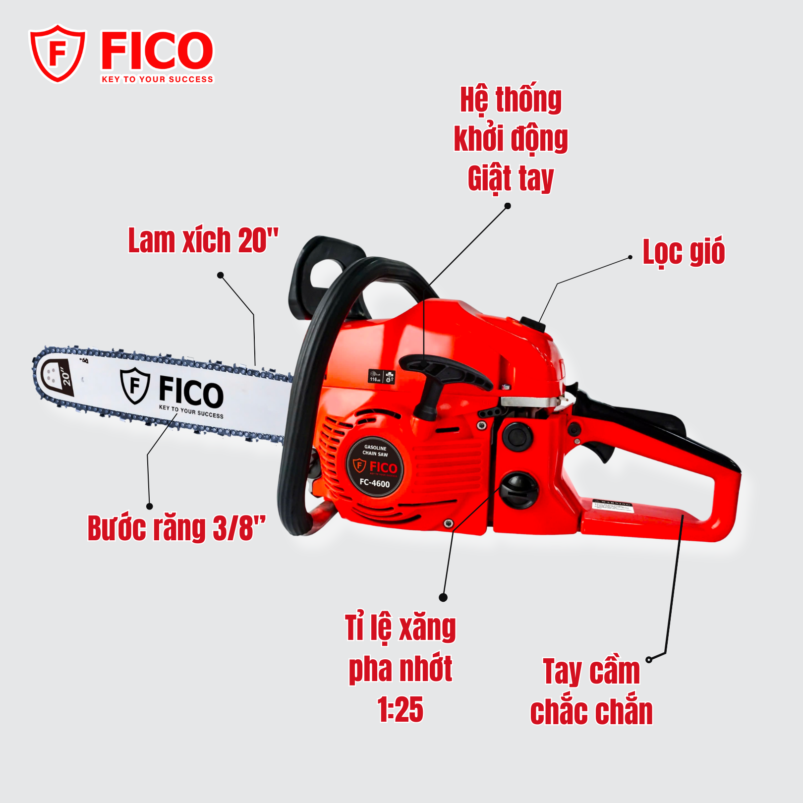 Máy cưa xích xăng FICO FC-4600