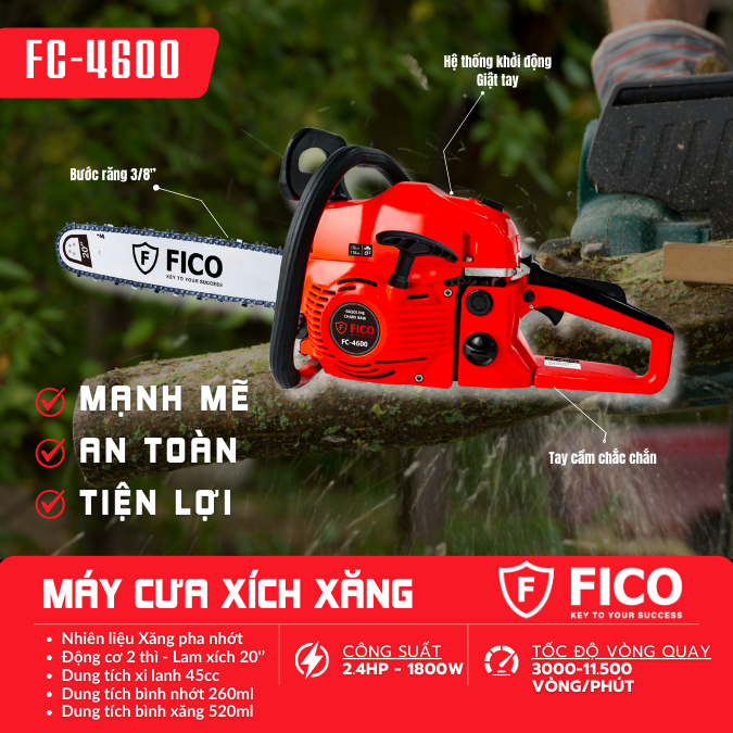 Máy cưa xích xăng FICO FC-4600