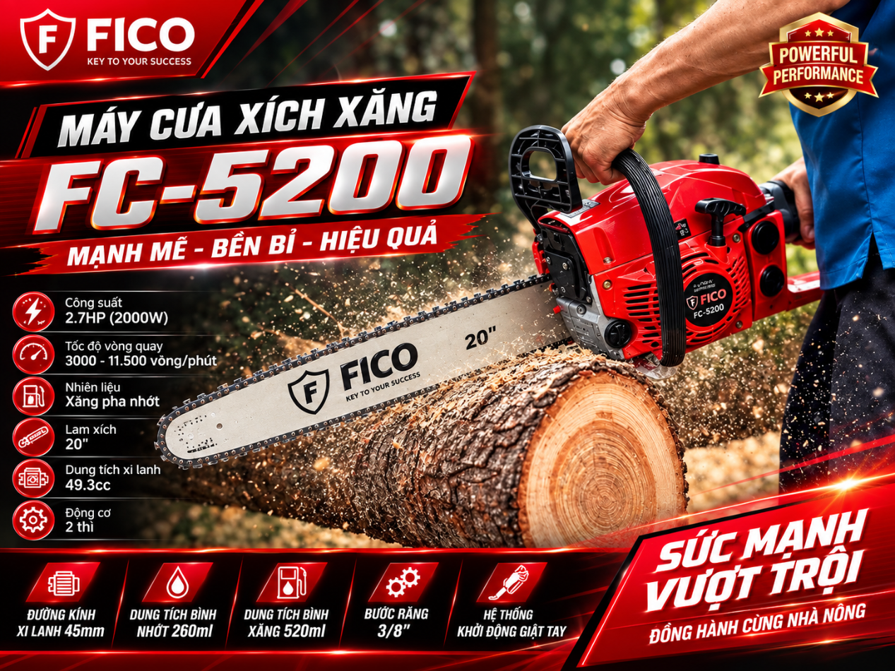 Máy cưa xích xăng FICO FC-5200